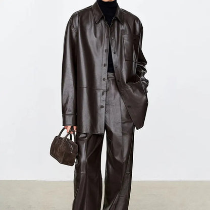 Luxury Women’s Genuine Sheepskin Leather Shirt – Soft, Elegant & Timeless