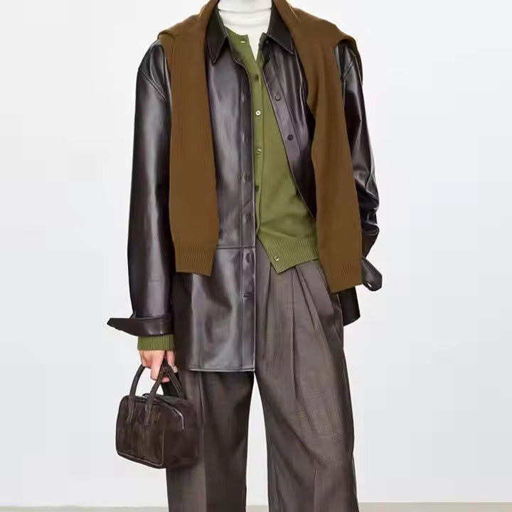 Luxury Women’s Genuine Sheepskin Leather Shirt – Soft, Elegant & Timeless